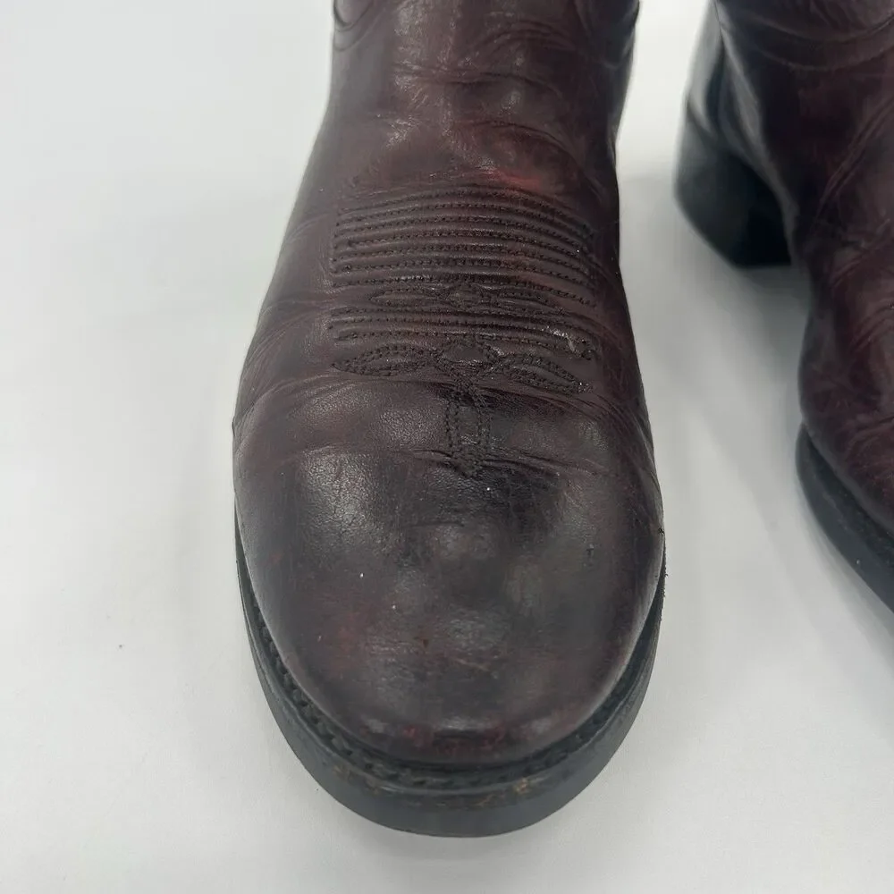 Vintage Tony Lama 0010 Leather Western Cowboy Boots Mens Size 10 Vibram Soles.